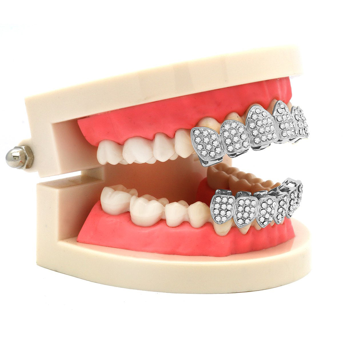 BEST GRILLZ™ — Silver Fully Iced Top & Bottom Set