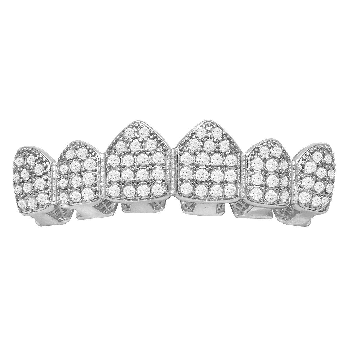 BEST GRILLZ™ — Silver Fully Iced Top & Bottom Set