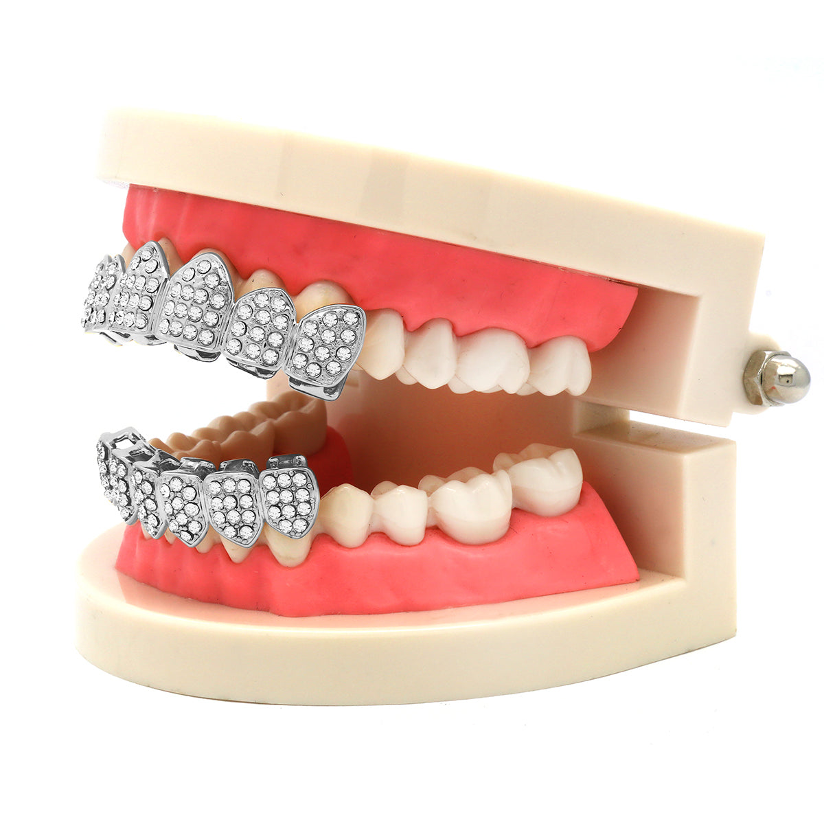BEST GRILLZ™ — Silver Fully Iced Top & Bottom Set