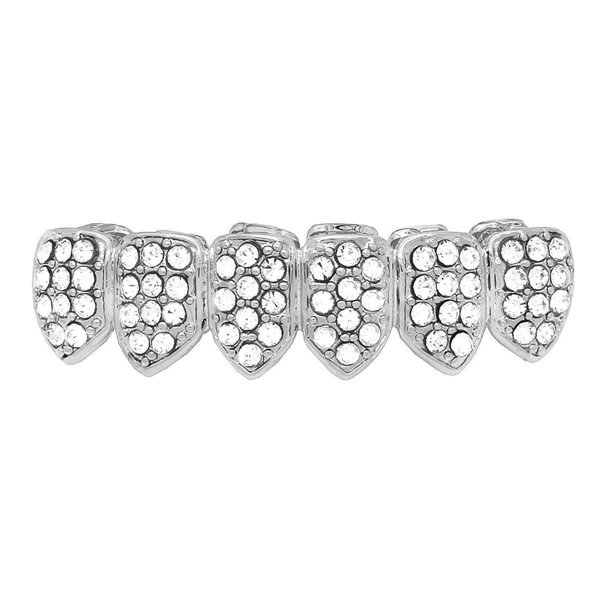 BEST GRILLZ™ — Silver Fully Iced Top & Bottom Set