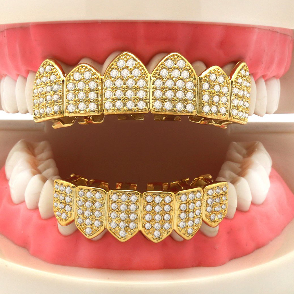 Gold Full Stone Micro Pave Full CZ Grillz Set