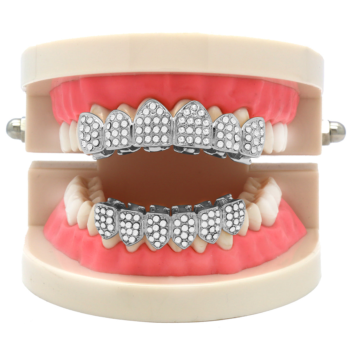 BEST GRILLZ™ — Silver Fully Iced Top & Bottom Set